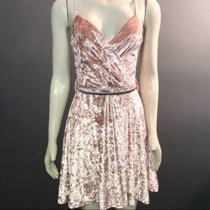 Pink Velvet Minidress Crossback Sleeveless